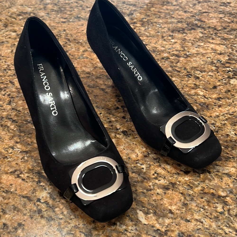 Franco Sarto black suede shoes, size 6 1/2 brand new never worn